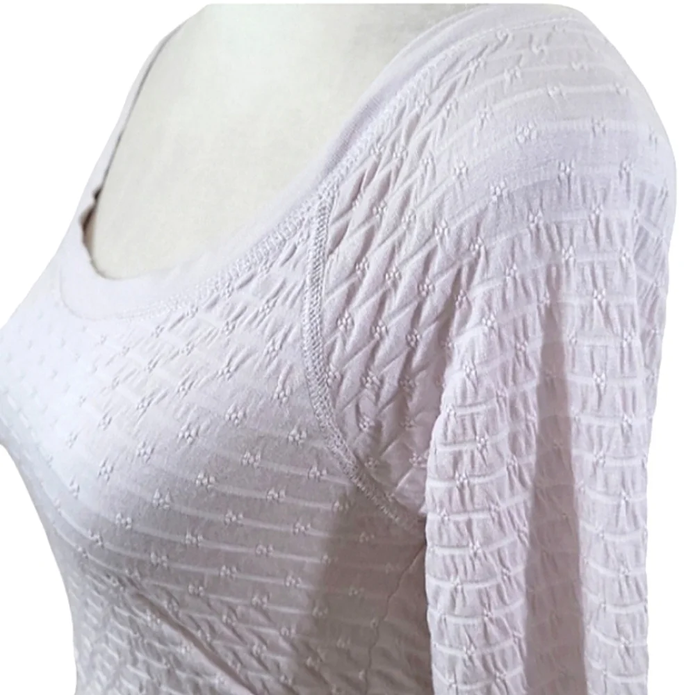 Free People Lavender Long Sleeve Textured Tee